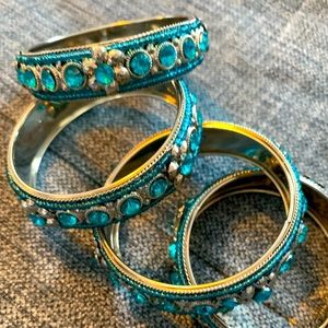 4 Bangles in Aqua (blue/green)
